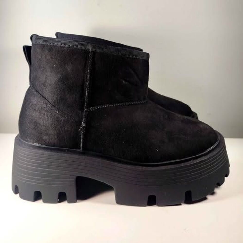 Fashion Women’s Black Chunky Platform Ankle Boots Size 6.5 Lightweight New